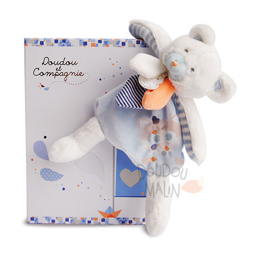  les gommettes bear baby comforter blue white orange  